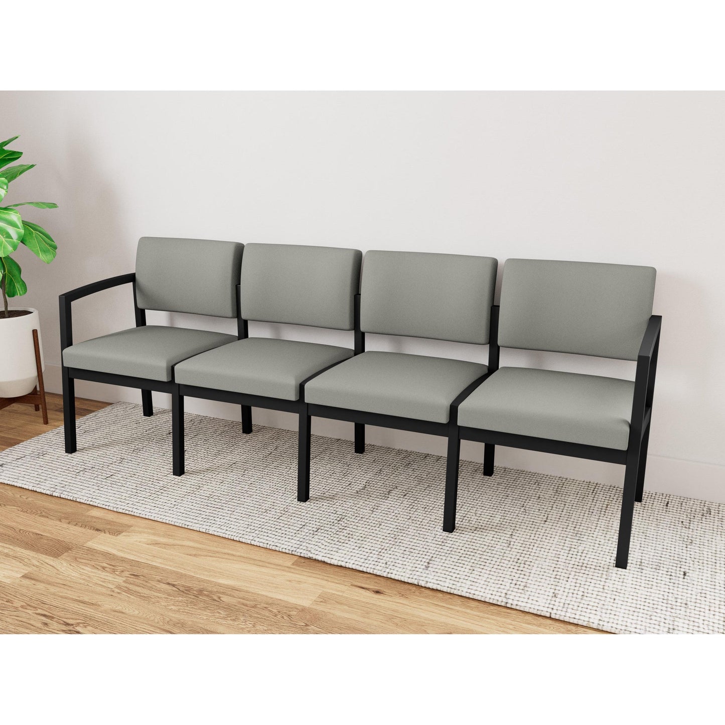 Lenox Steel Waiting Reception 4 Seat Tandem Seating Metal Frame No Center Arms