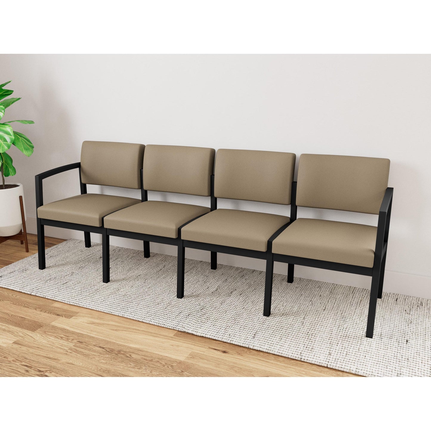 Lenox Steel Waiting Reception 4 Seat Tandem Seating Metal Frame No Center Arms