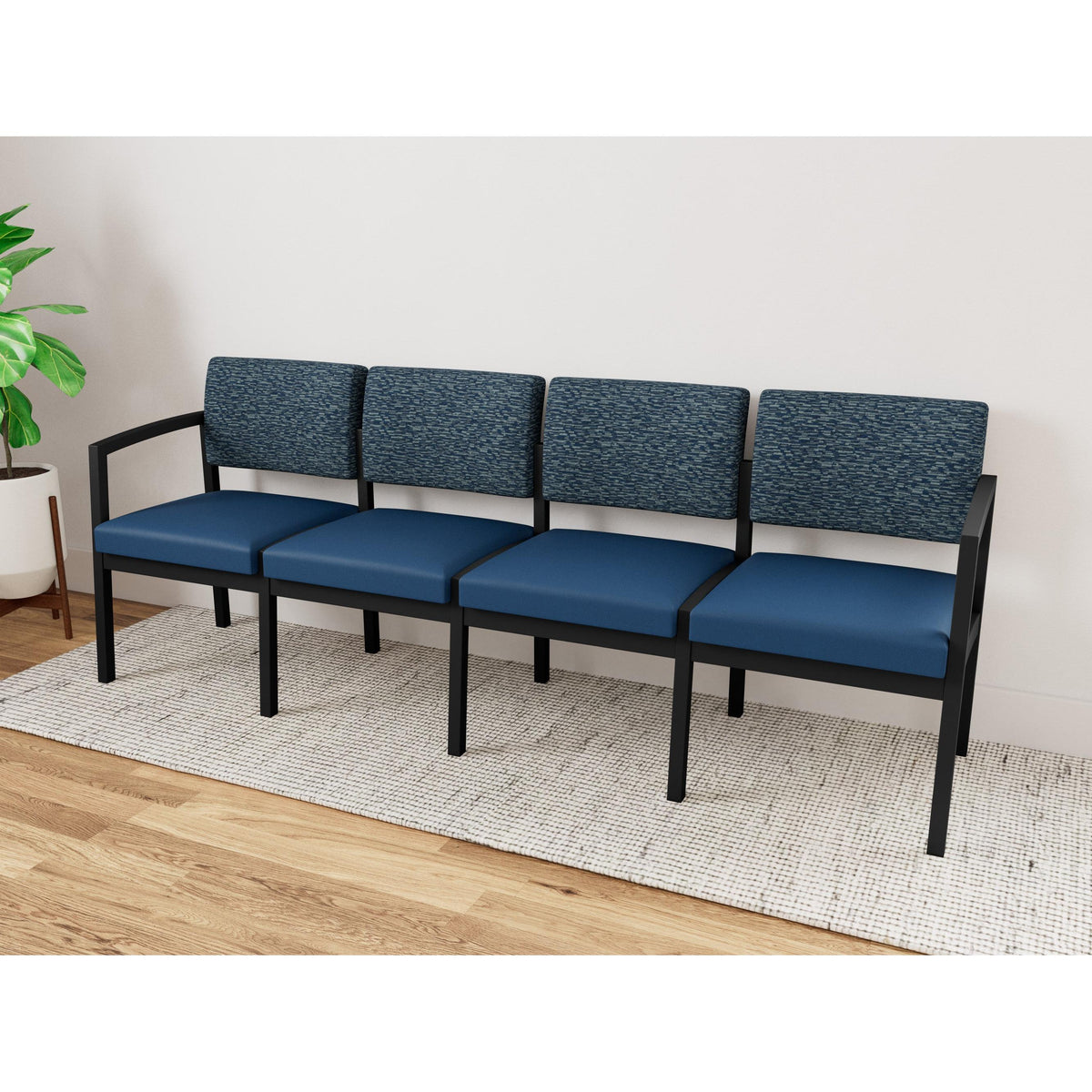 Lenox Steel Waiting Reception 4 Seat Tandem Seating Metal Frame No Center Arms