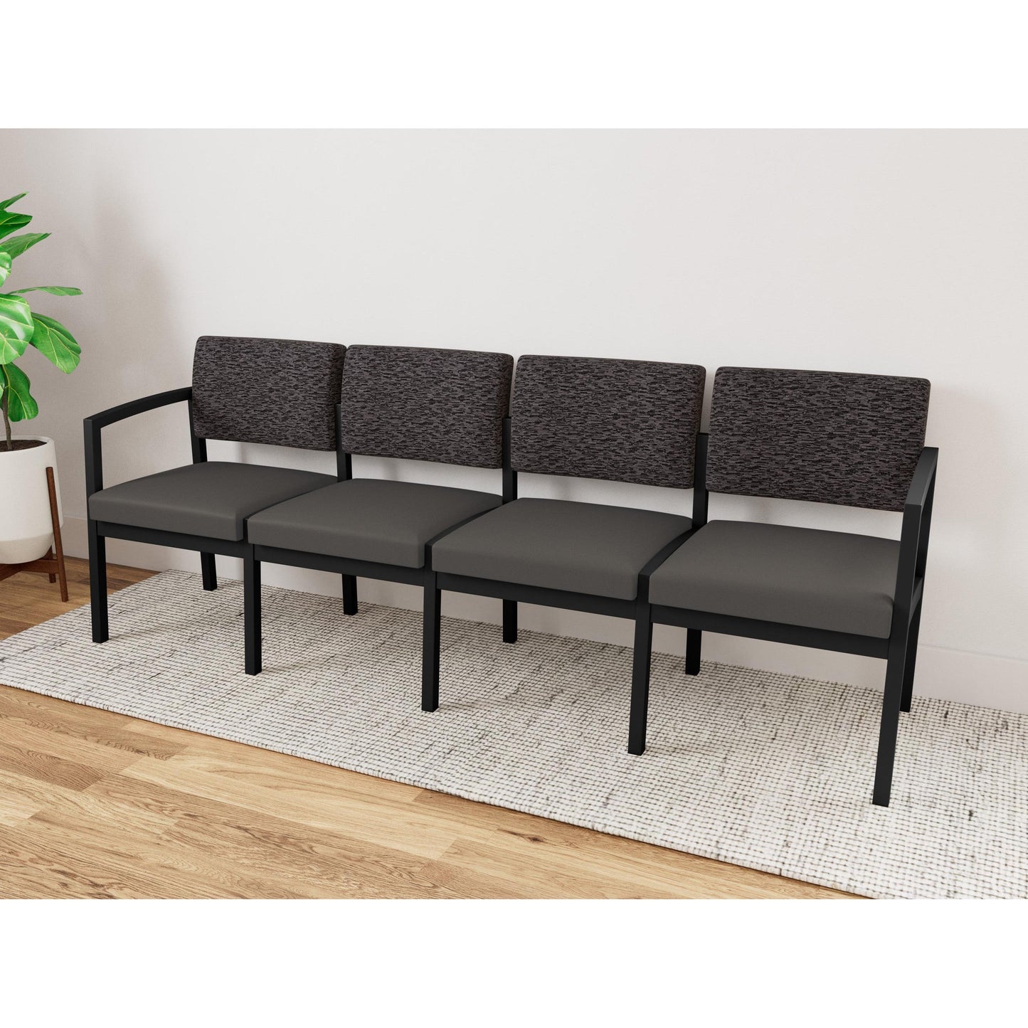 Lenox Steel Waiting Reception 4 Seat Tandem Seating Metal Frame No Center Arms