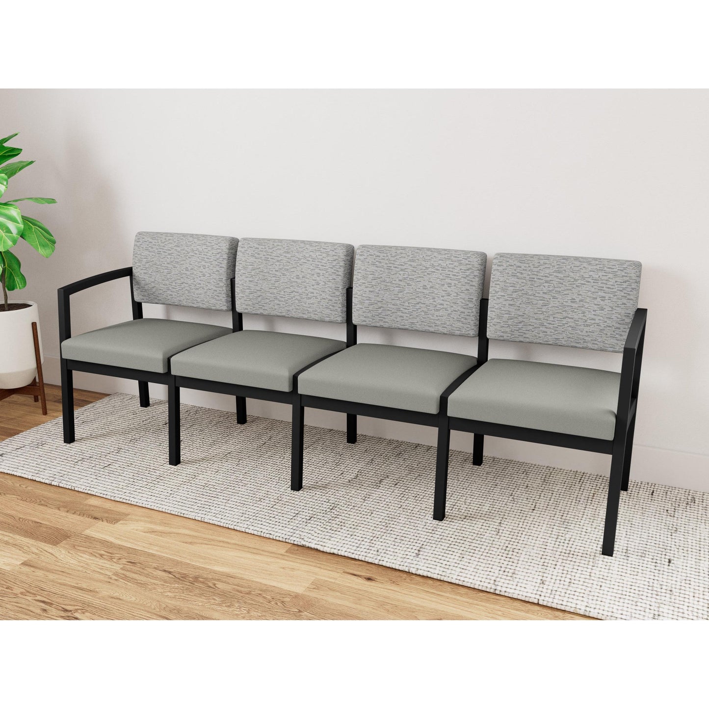 Lenox Steel Waiting Reception 4 Seat Tandem Seating Metal Frame No Center Arms