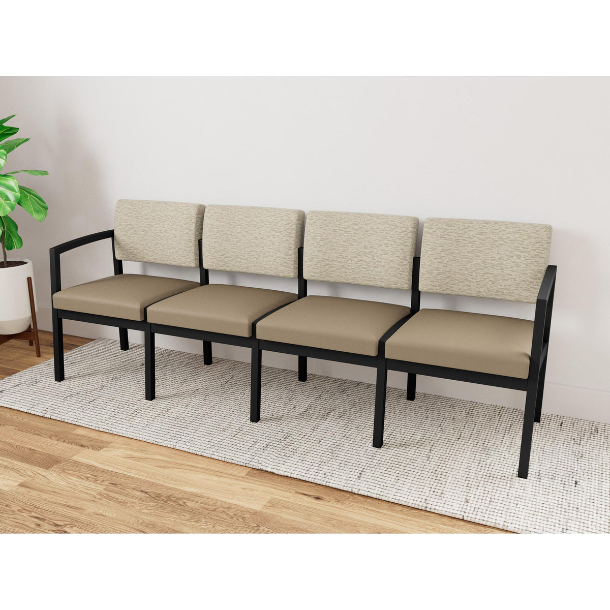 Lenox Steel Waiting Reception 4 Seat Tandem Seating Metal Frame No Center Arms