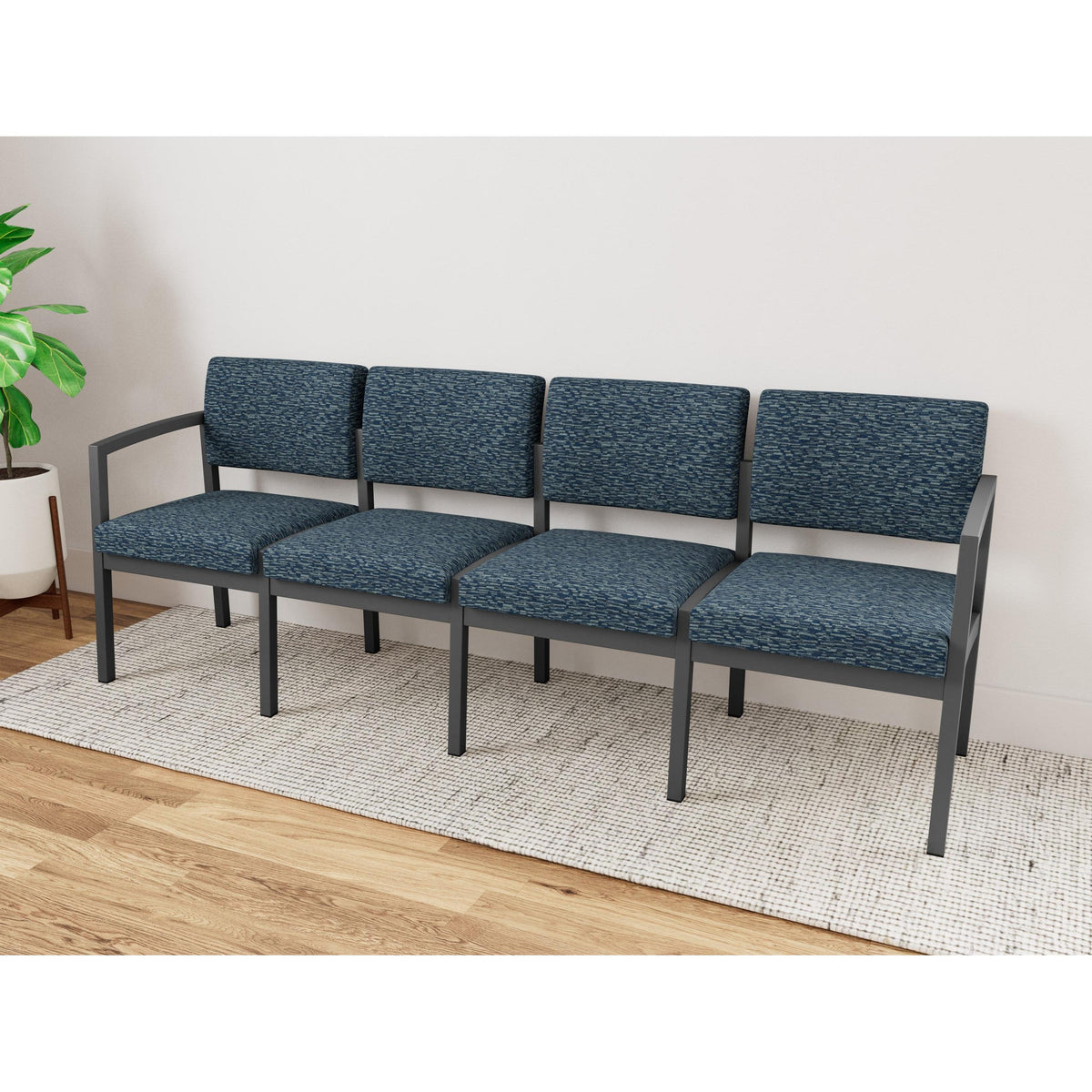 Lenox Steel Waiting Reception 4 Seat Tandem Seating Metal Frame No Center Arms