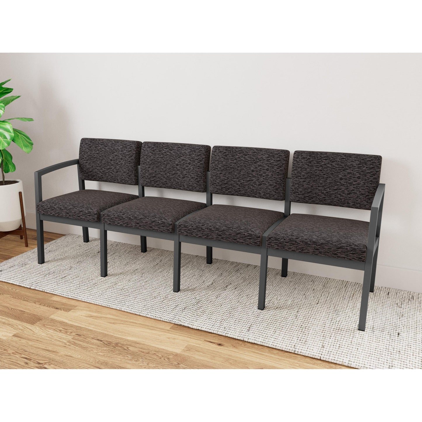 Lenox Steel Waiting Reception 4 Seat Tandem Seating Metal Frame No Center Arms
