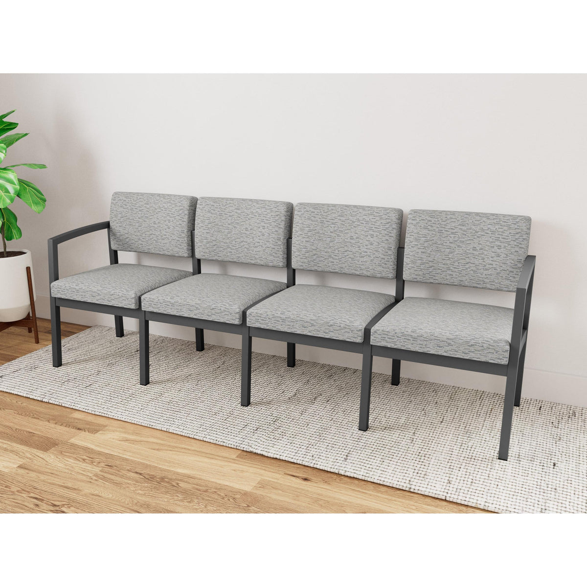 Lenox Steel Waiting Reception 4 Seat Tandem Seating Metal Frame No Center Arms