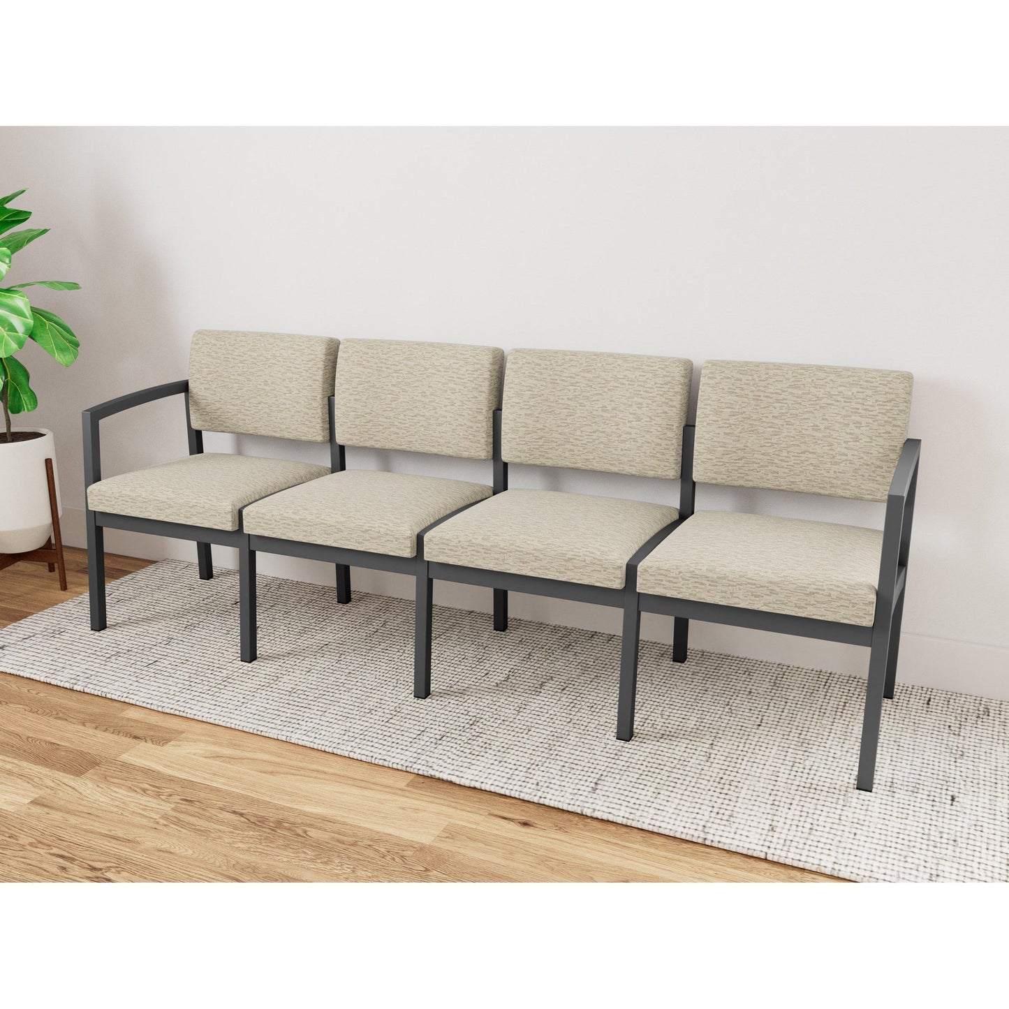 Lenox Steel Waiting Reception 4 Seat Tandem Seating Metal Frame No Center Arms