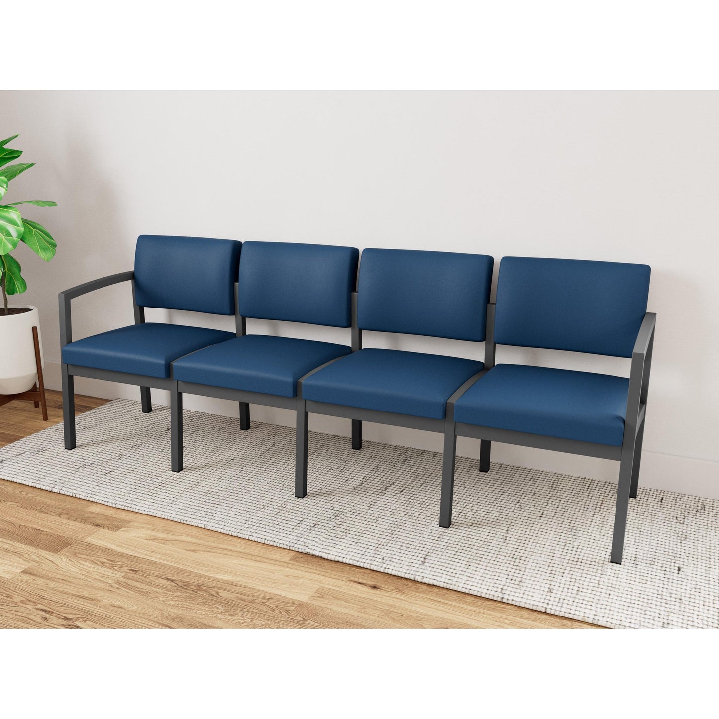 Lenox Steel Waiting Reception 4 Seat Tandem Seating Metal Frame No Center Arms