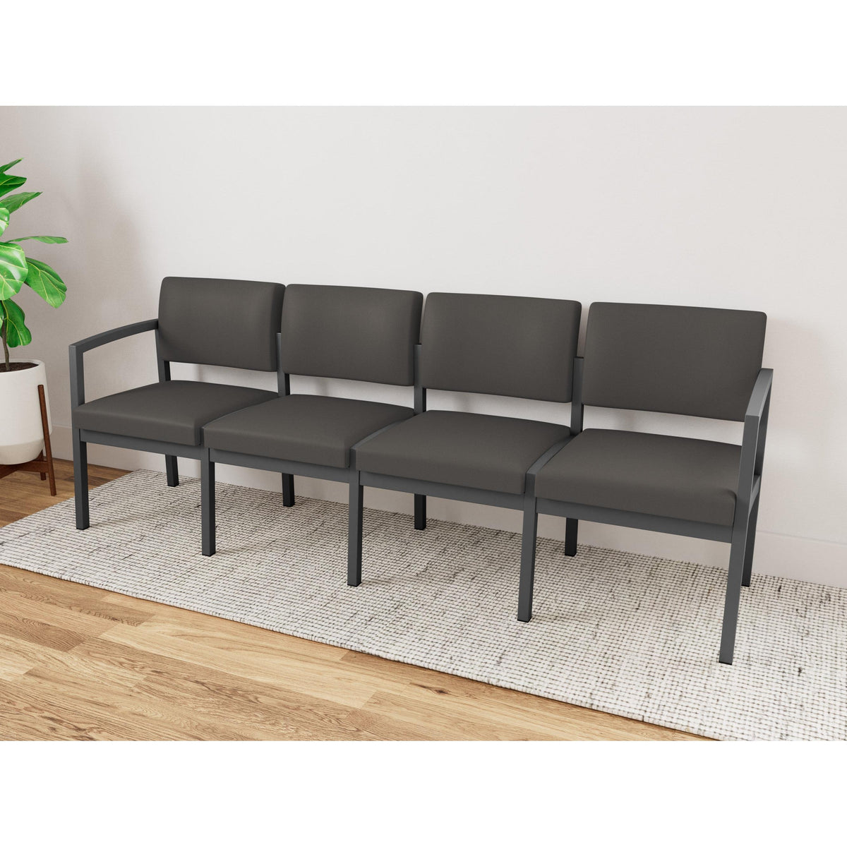 Lenox Steel Waiting Reception 4 Seat Tandem Seating Metal Frame No Center Arms