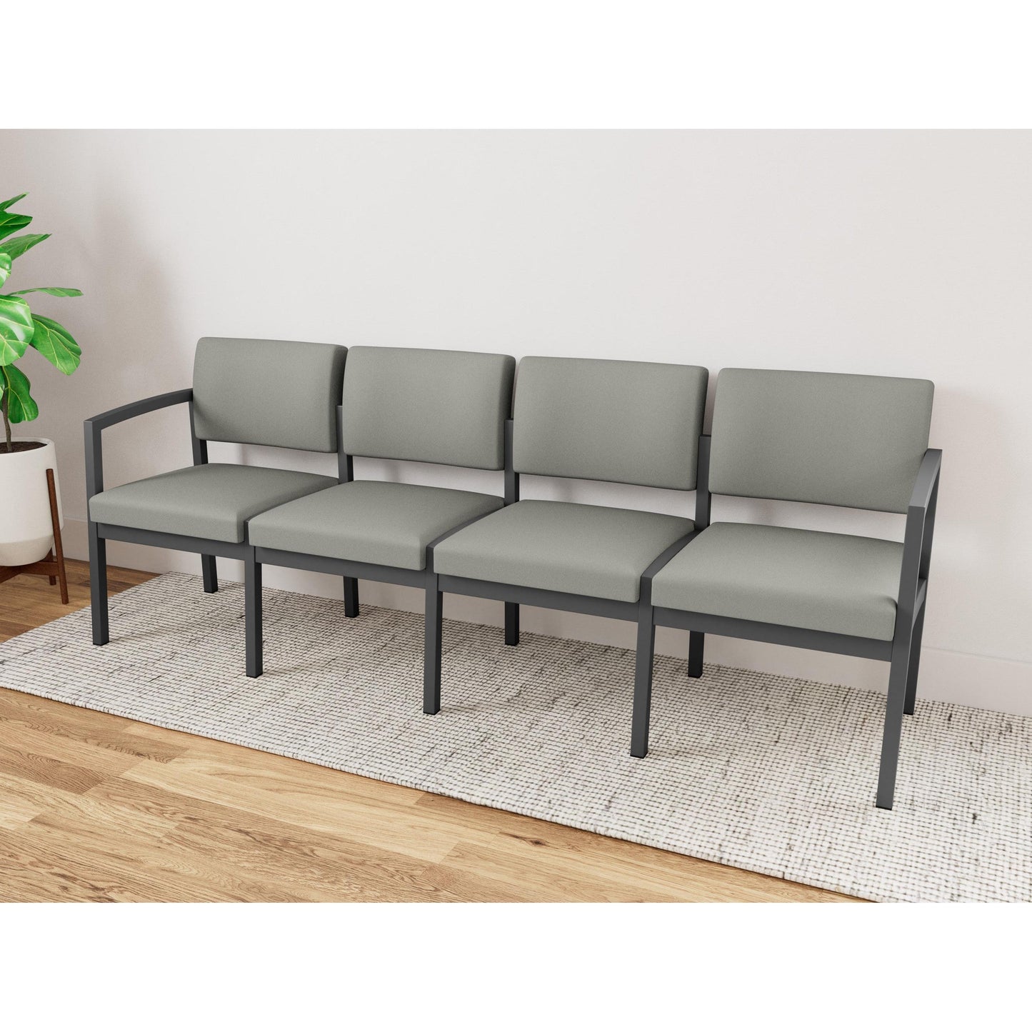 Lenox Steel Waiting Reception 4 Seat Tandem Seating Metal Frame No Center Arms