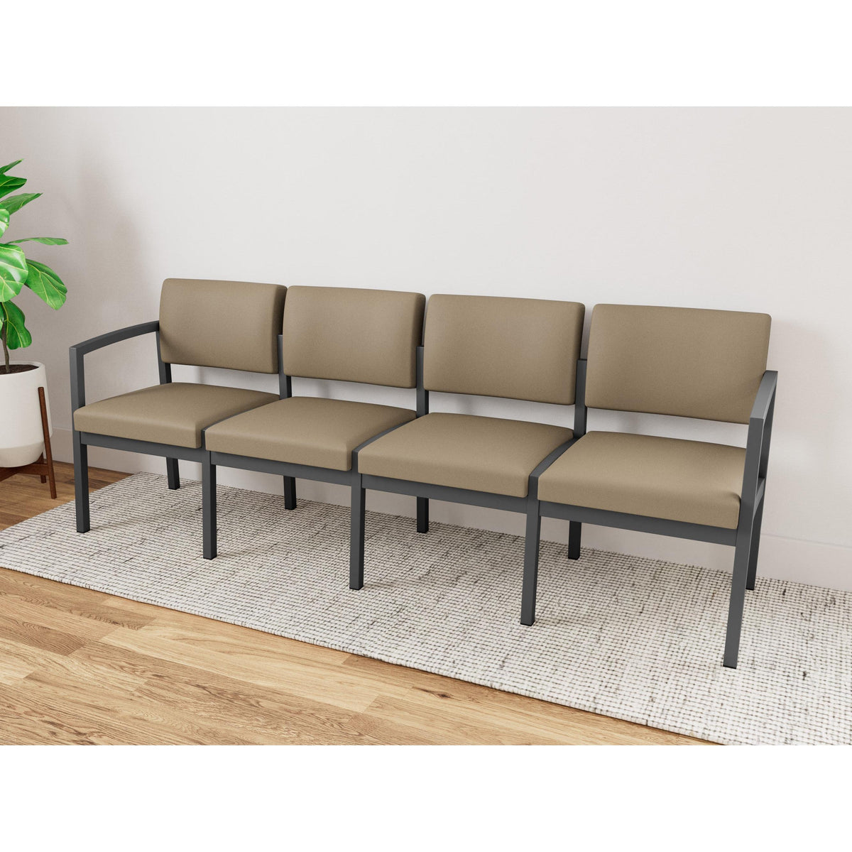Lenox Steel Waiting Reception 4 Seat Tandem Seating Metal Frame No Center Arms