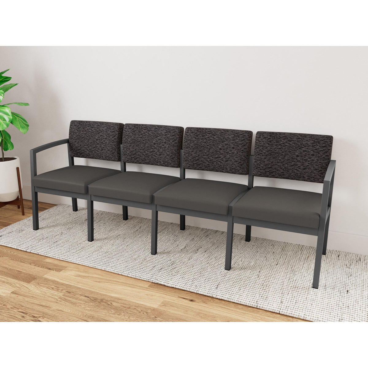 Lenox Steel Waiting Reception 4 Seat Tandem Seating Metal Frame No Center Arms