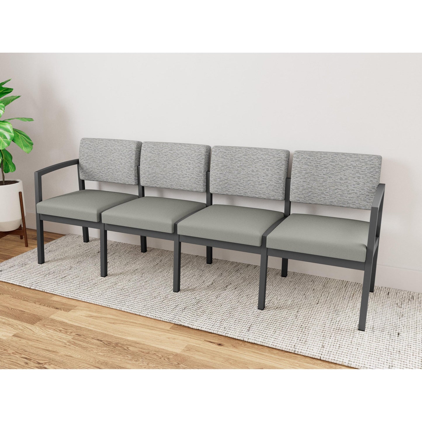 Lenox Steel Waiting Reception 4 Seat Tandem Seating Metal Frame No Center Arms