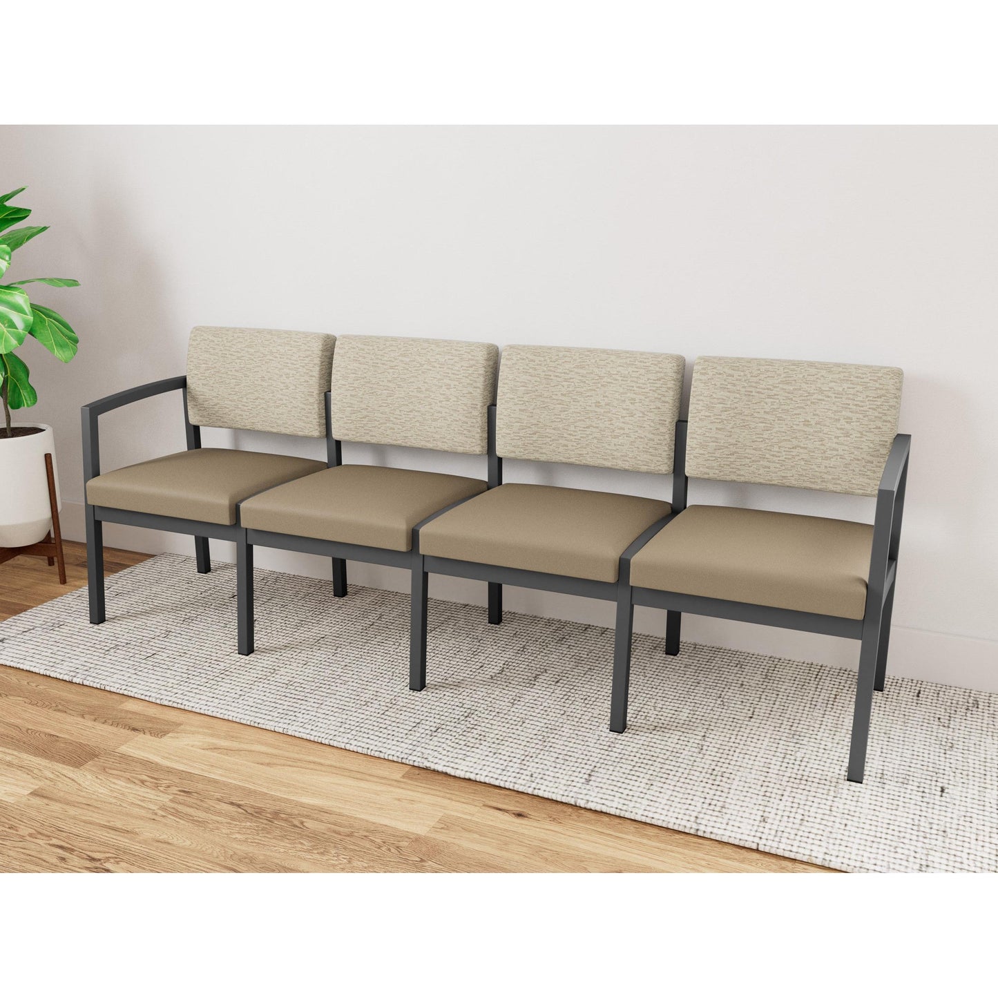 Lenox Steel Waiting Reception 4 Seat Tandem Seating Metal Frame No Center Arms