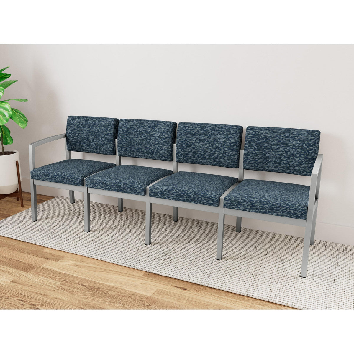 Lenox Steel Waiting Reception 4 Seat Tandem Seating Metal Frame No Center Arms
