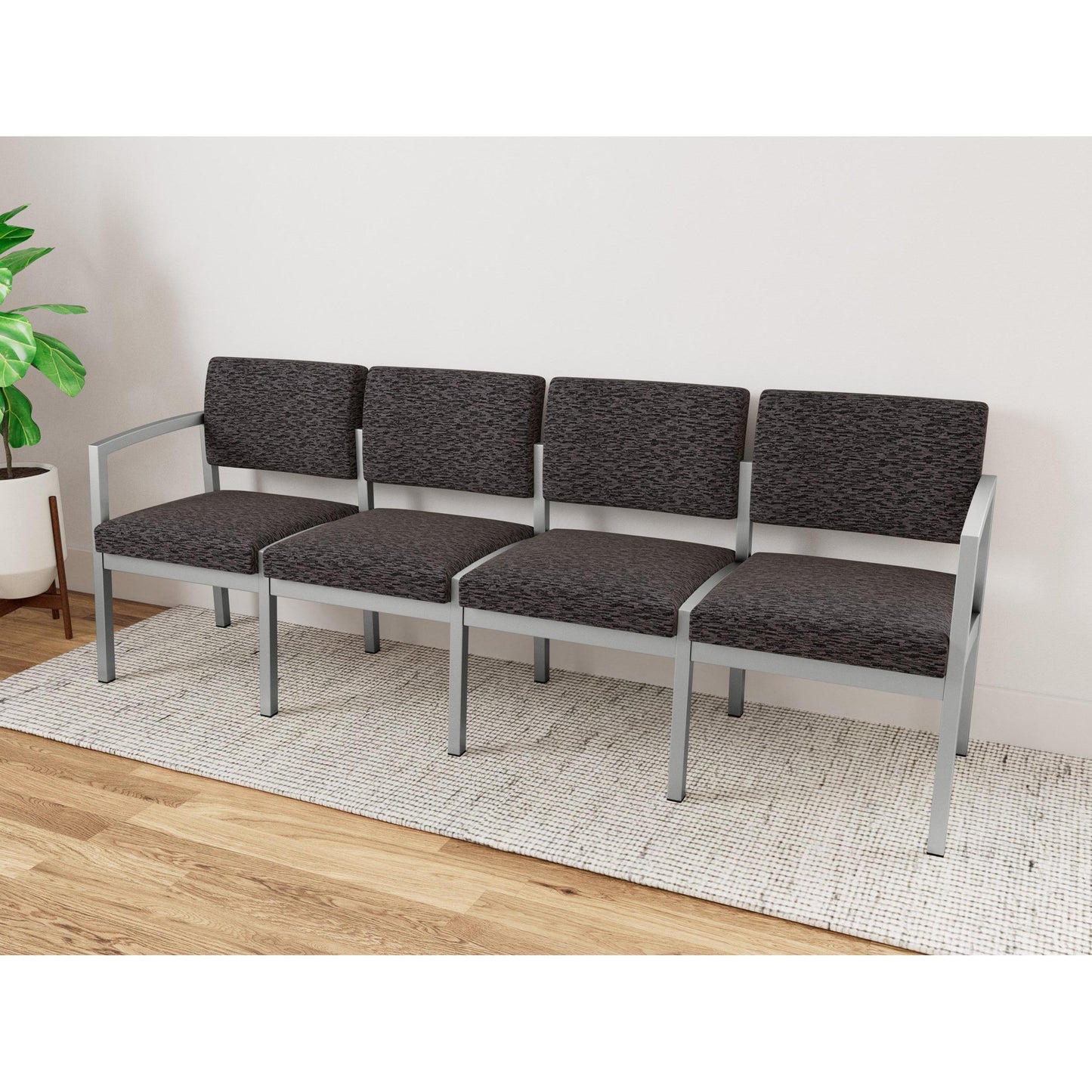 Lenox Steel Waiting Reception 4 Seat Tandem Seating Metal Frame No Center Arms