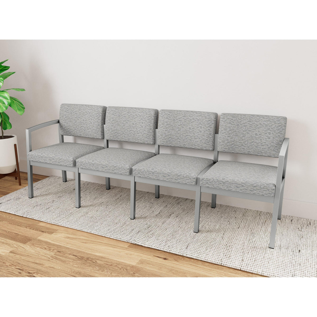 Lenox Steel Waiting Reception 4 Seat Tandem Seating Metal Frame No Center Arms