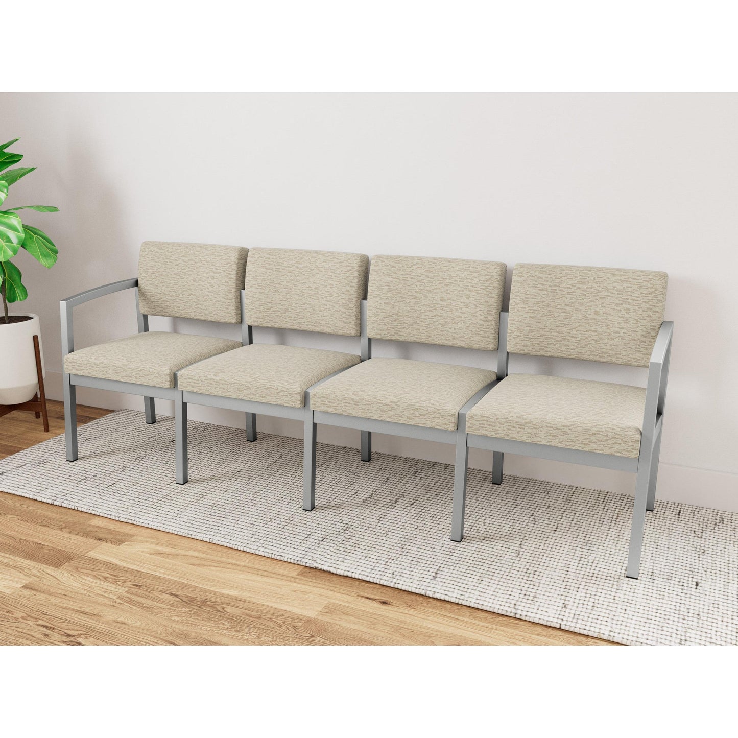 Lenox Steel Waiting Reception 4 Seat Tandem Seating Metal Frame No Center Arms