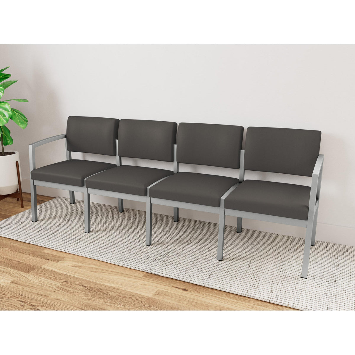Lenox Steel Waiting Reception 4 Seat Tandem Seating Metal Frame No Center Arms