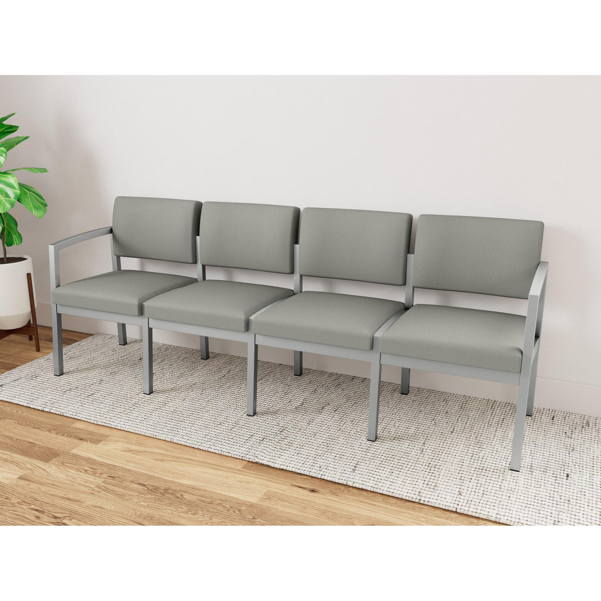 Lenox Steel Waiting Reception 4 Seat Tandem Seating Metal Frame No Center Arms