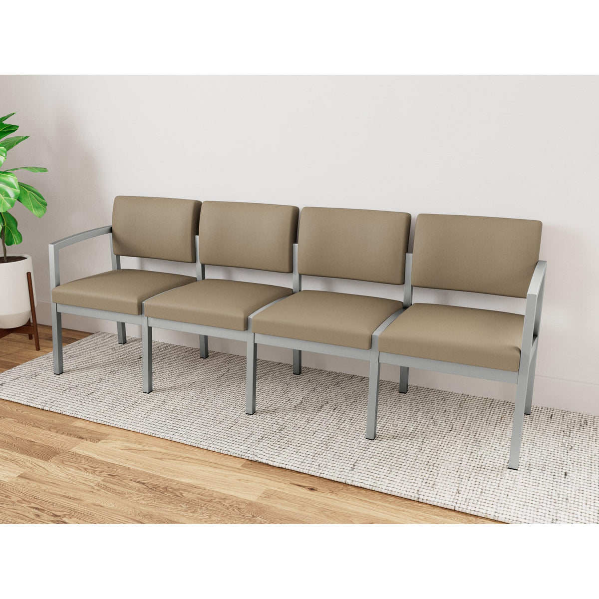 Lenox Steel Waiting Reception 4 Seat Tandem Seating Metal Frame No Center Arms