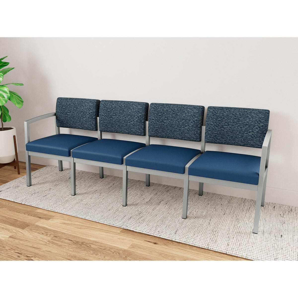 Lenox Steel Waiting Reception 4 Seat Tandem Seating Metal Frame No Center Arms