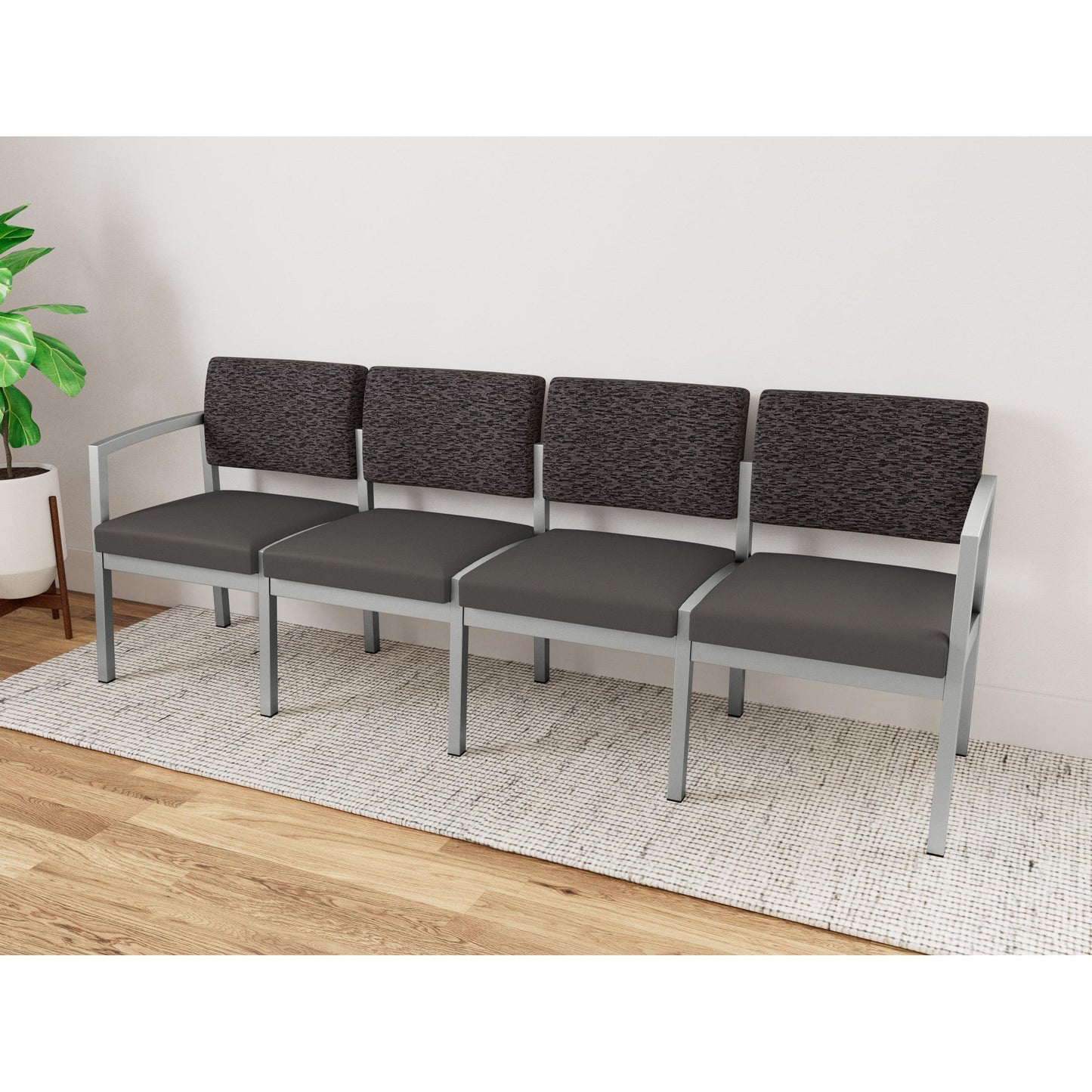 Lenox Steel Waiting Reception 4 Seat Tandem Seating Metal Frame No Center Arms