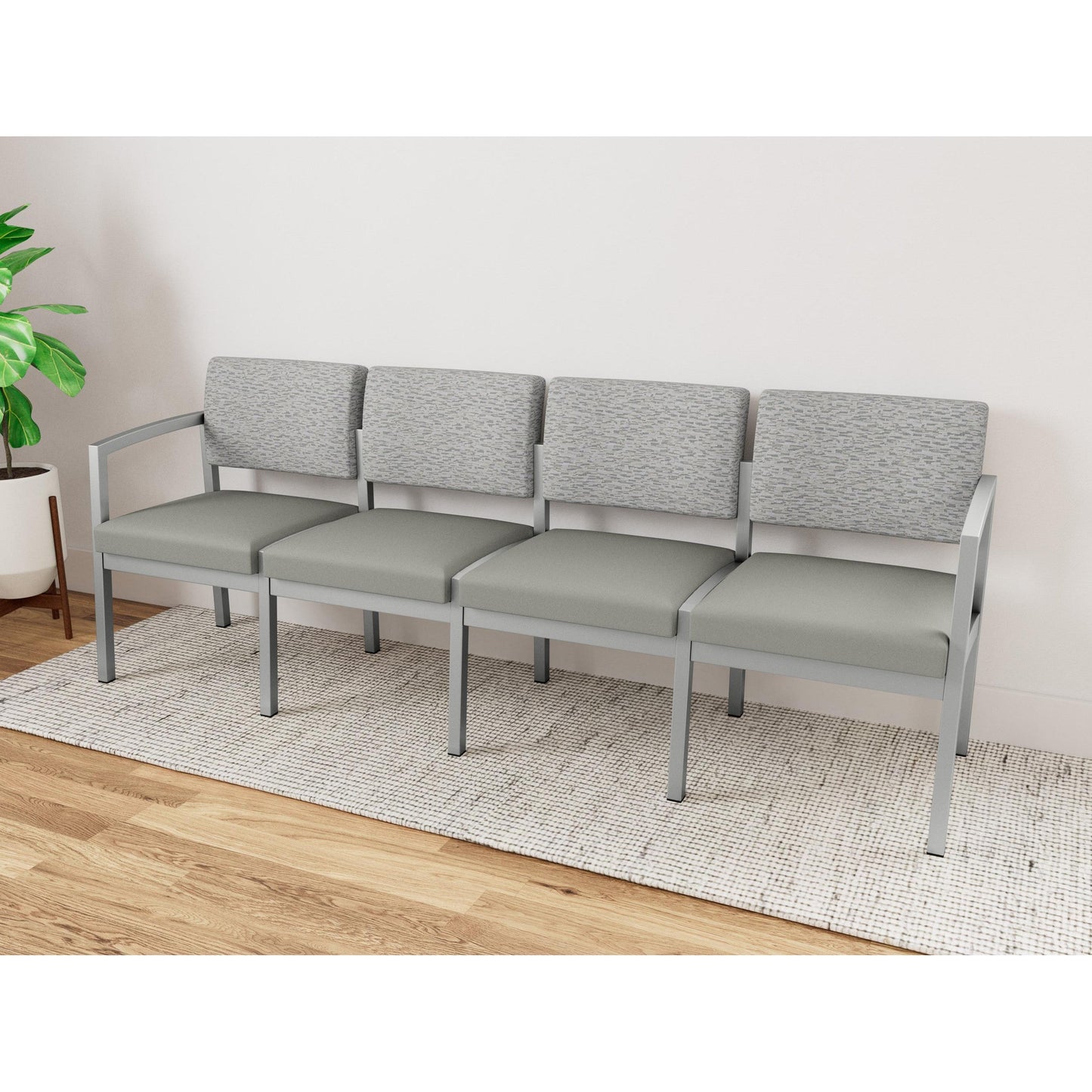 Lenox Steel Waiting Reception 4 Seat Tandem Seating Metal Frame No Center Arms