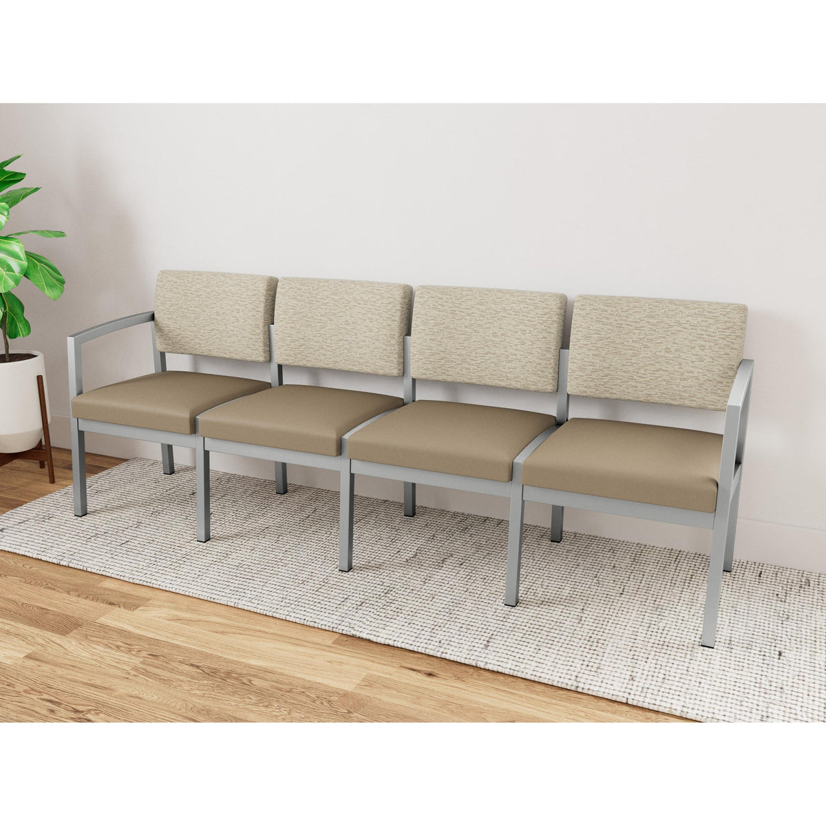 Lenox Steel Waiting Reception 4 Seat Tandem Seating Metal Frame No Center Arms