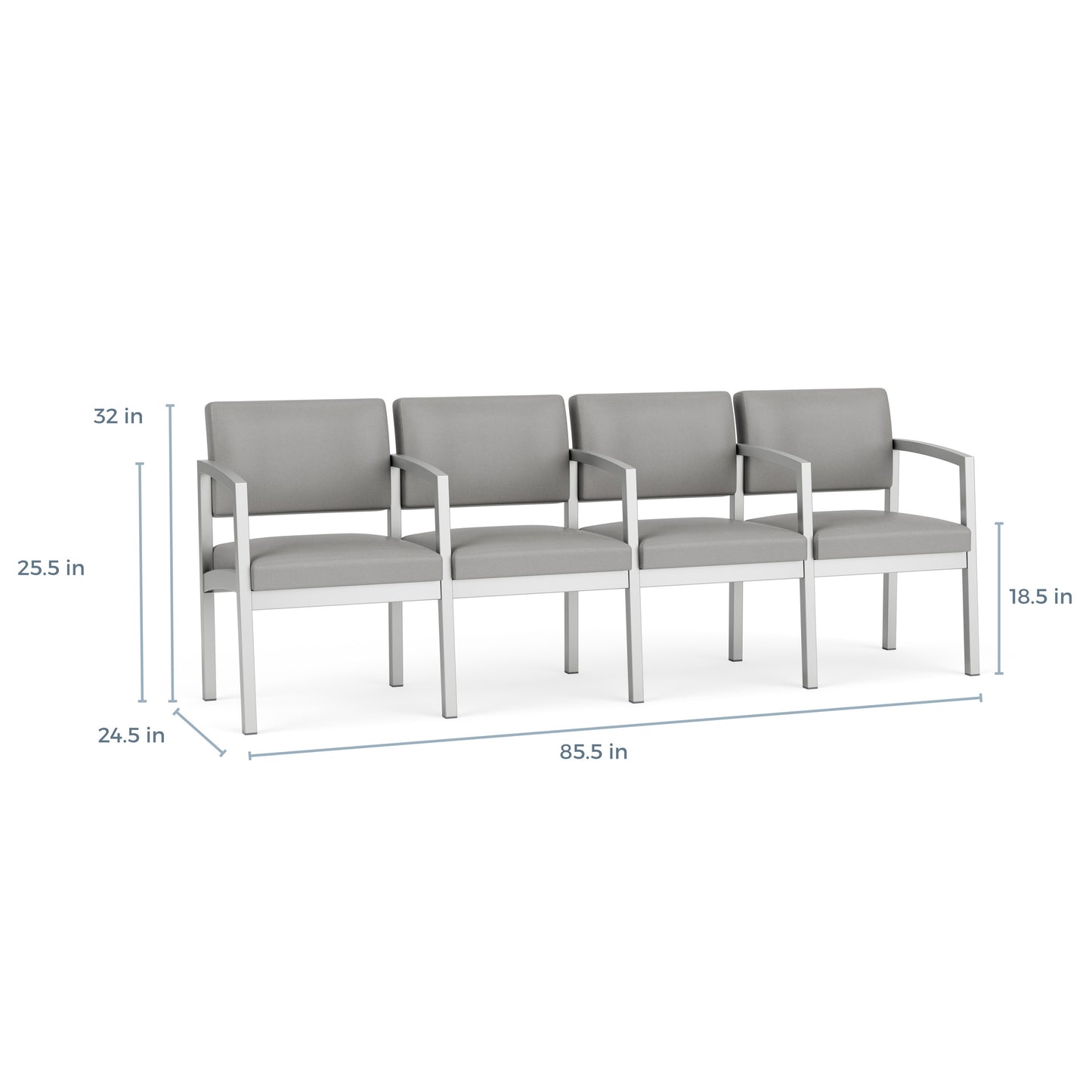 Lenox Steel Waiting Reception 4 Seat Tandem Seating Metal Frame