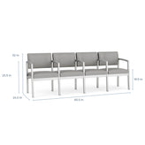 Lenox Steel Waiting Reception 4 Seat Tandem Seating Metal Frame