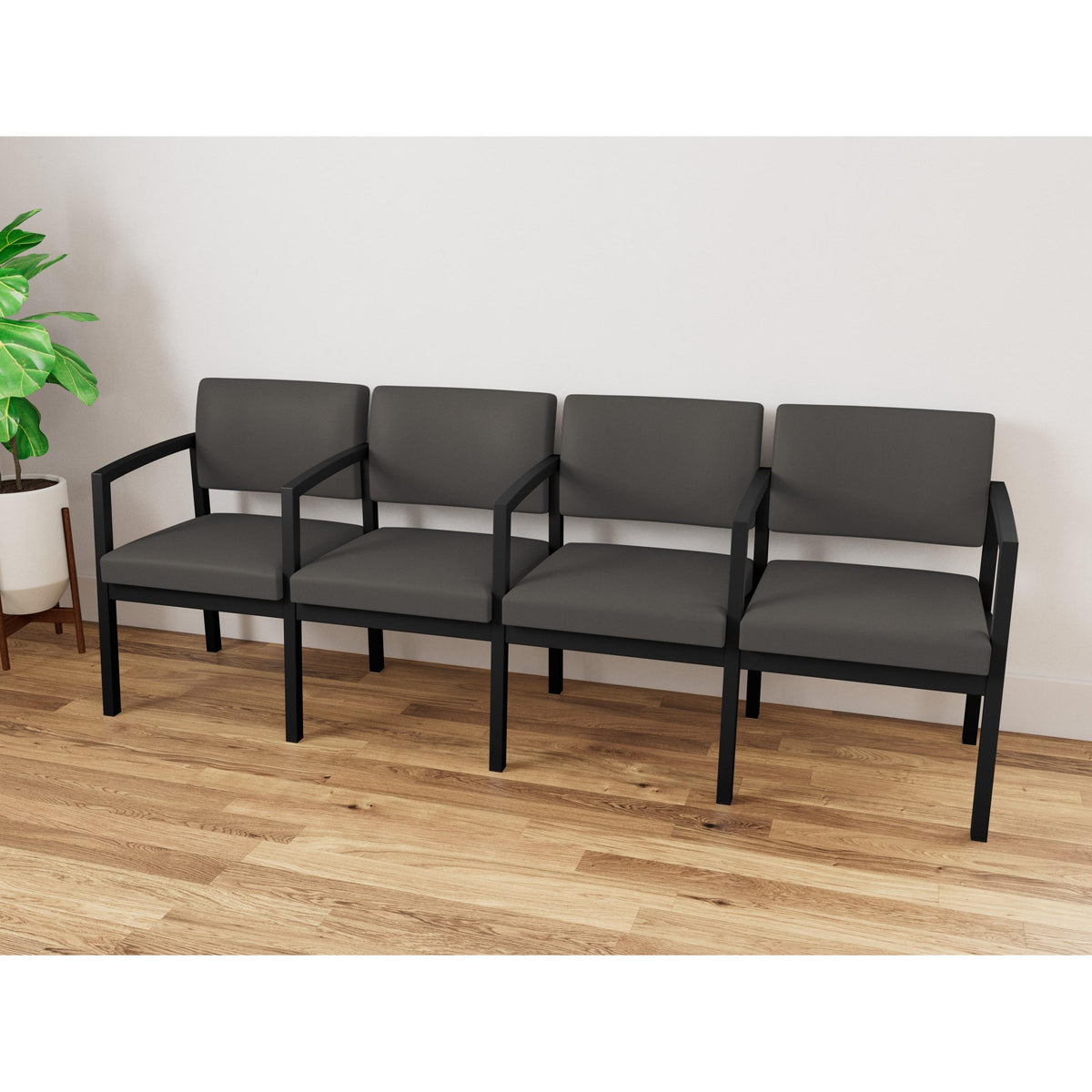 Lenox Steel Waiting Reception 4 Seat Tandem Seating Metal Frame