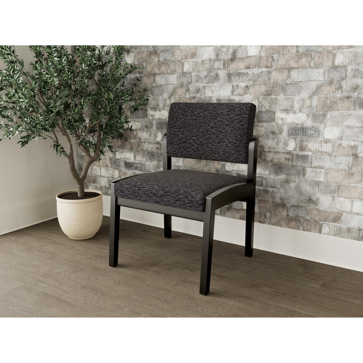 Lenox Wood Waiting Reception Armless Guest Chair Wood Frame