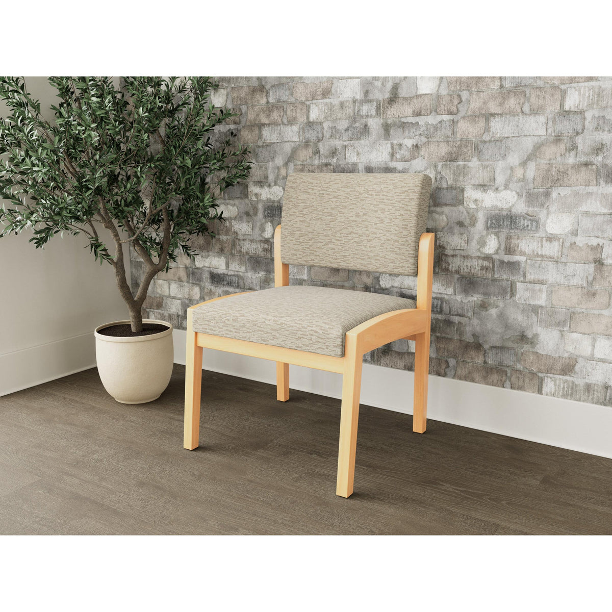 Lenox Wood Waiting Reception Armless Guest Chair Wood Frame