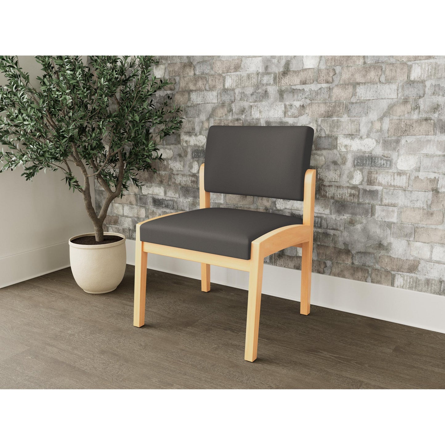Lenox Wood Waiting Reception Armless Guest Chair Wood Frame
