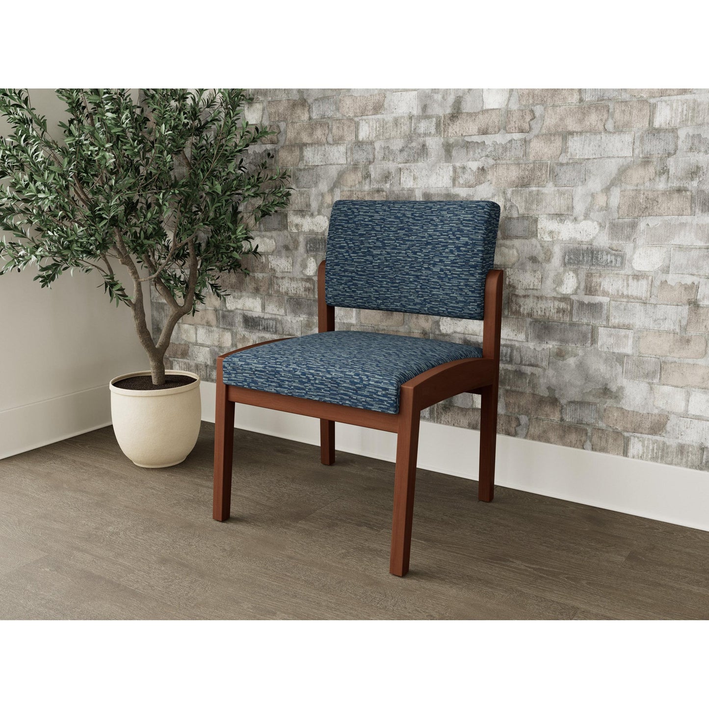 Lenox Wood Waiting Reception Armless Guest Chair Wood Frame