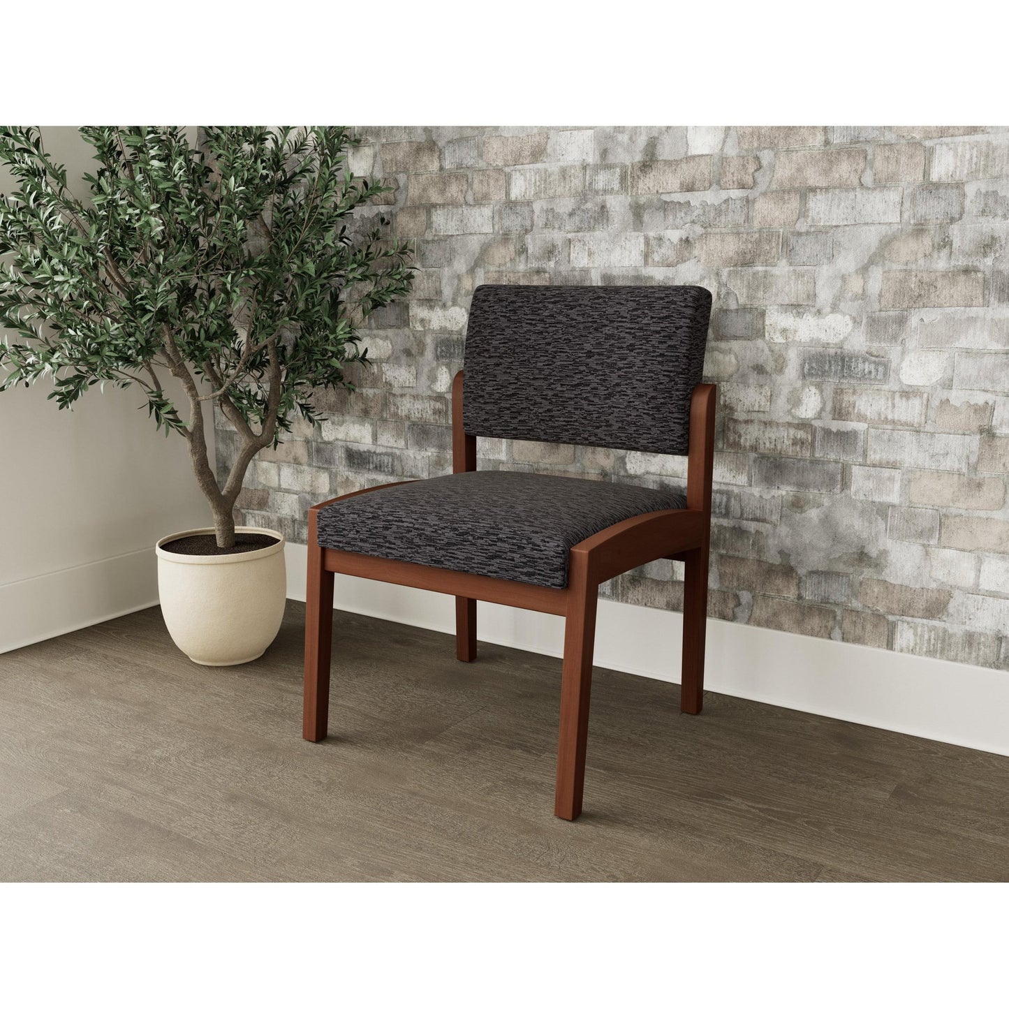 Lenox Wood Waiting Reception Armless Guest Chair Wood Frame
