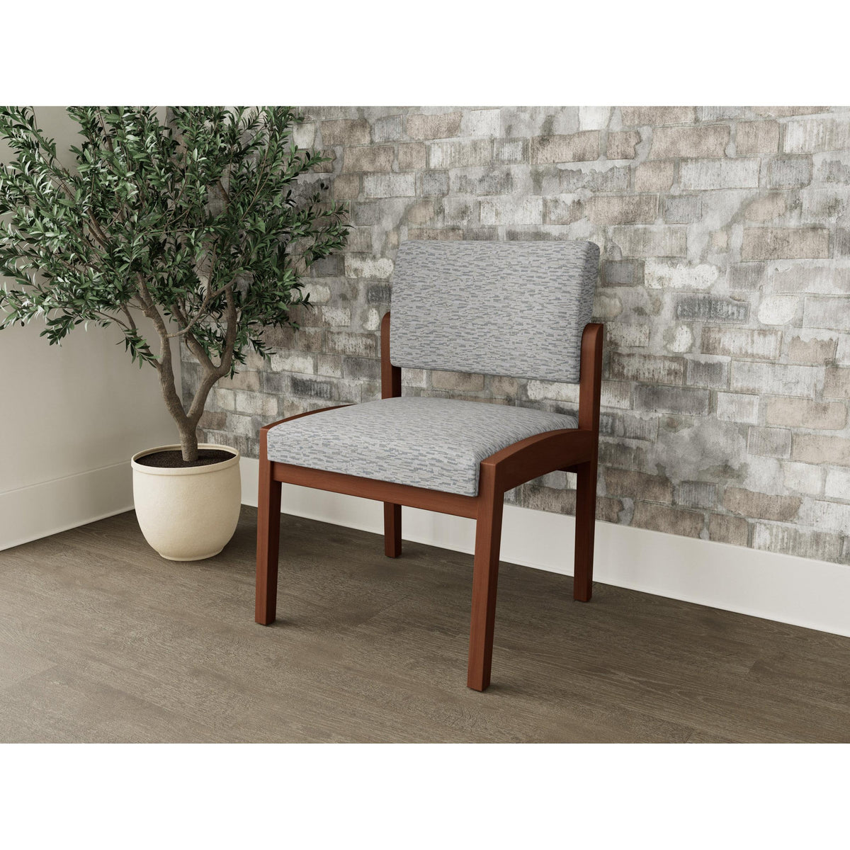 Lenox Wood Waiting Reception Armless Guest Chair Wood Frame