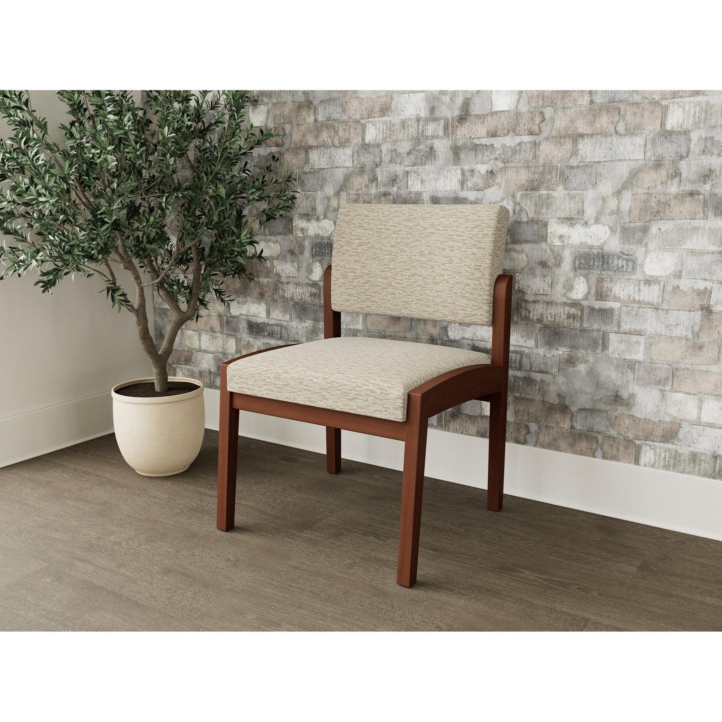 Lenox Wood Waiting Reception Armless Guest Chair Wood Frame