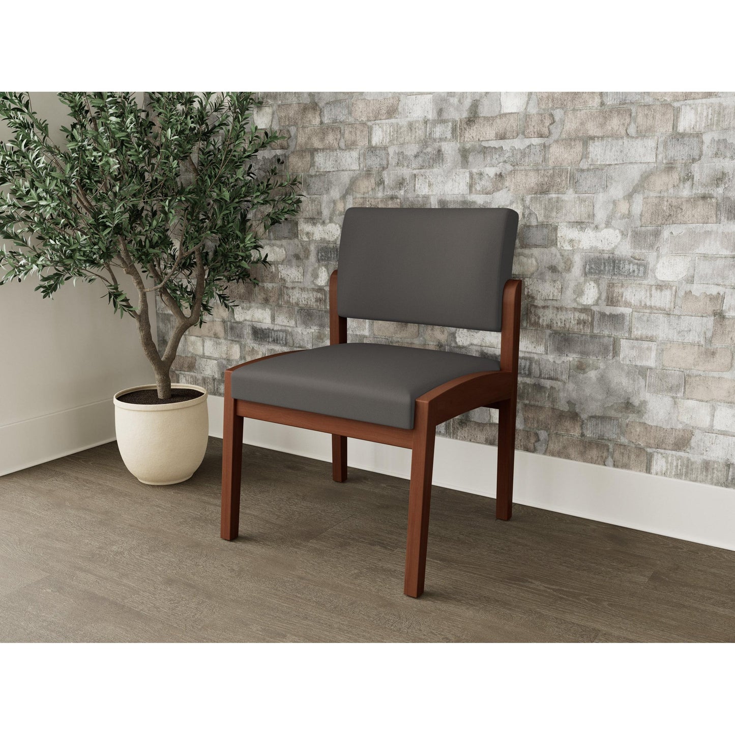Lenox Wood Waiting Reception Armless Guest Chair Wood Frame