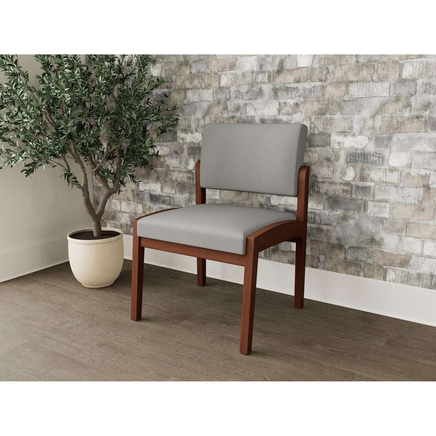 Lenox Wood Waiting Reception Armless Guest Chair Wood Frame