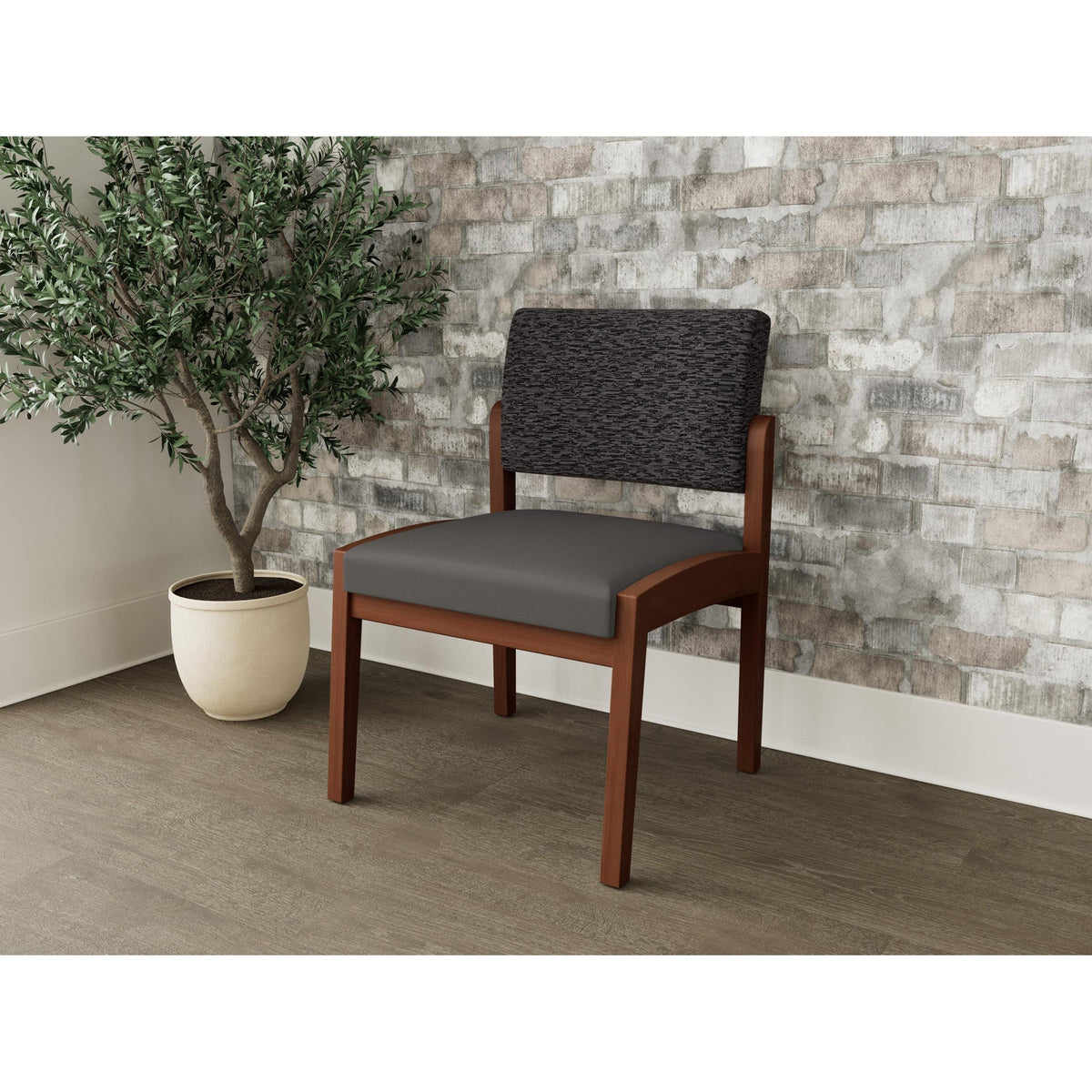 Lenox Wood Waiting Reception Armless Guest Chair Wood Frame