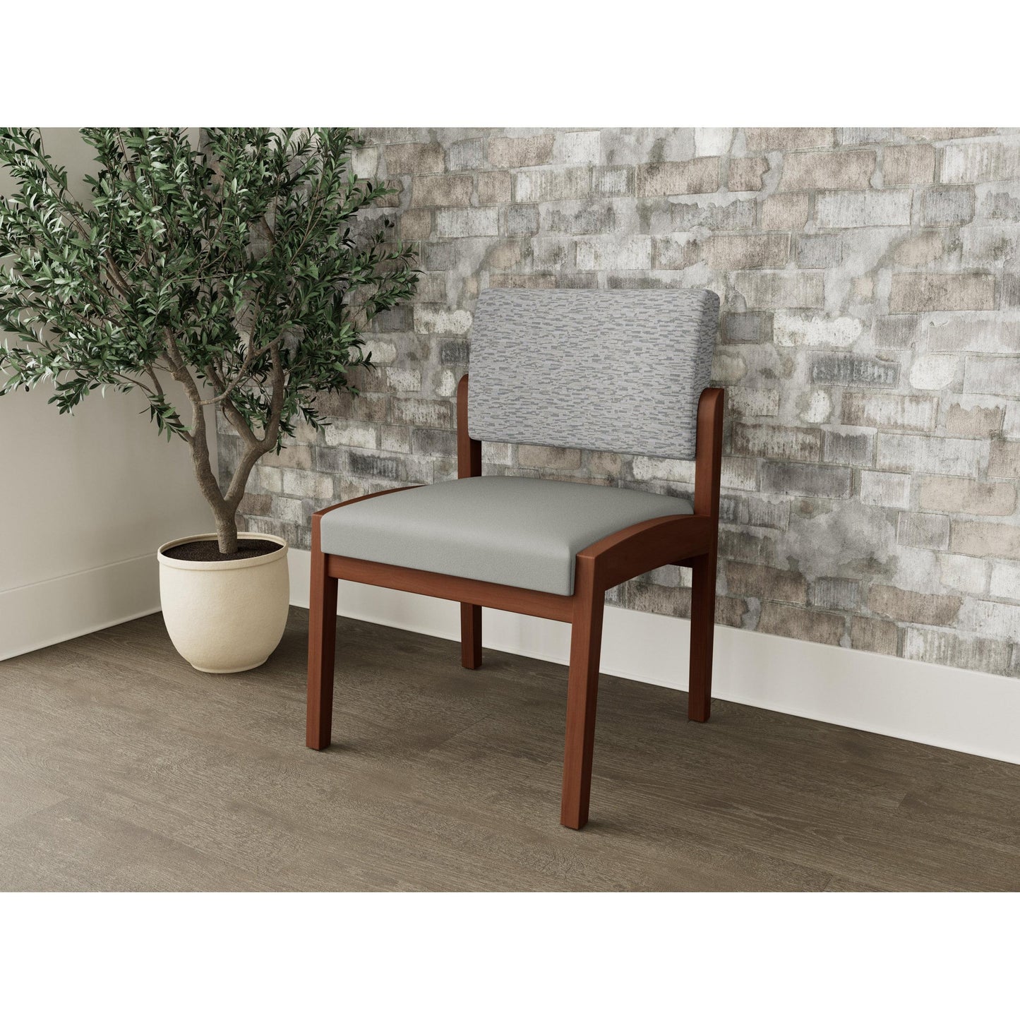 Lenox Wood Waiting Reception Armless Guest Chair Wood Frame