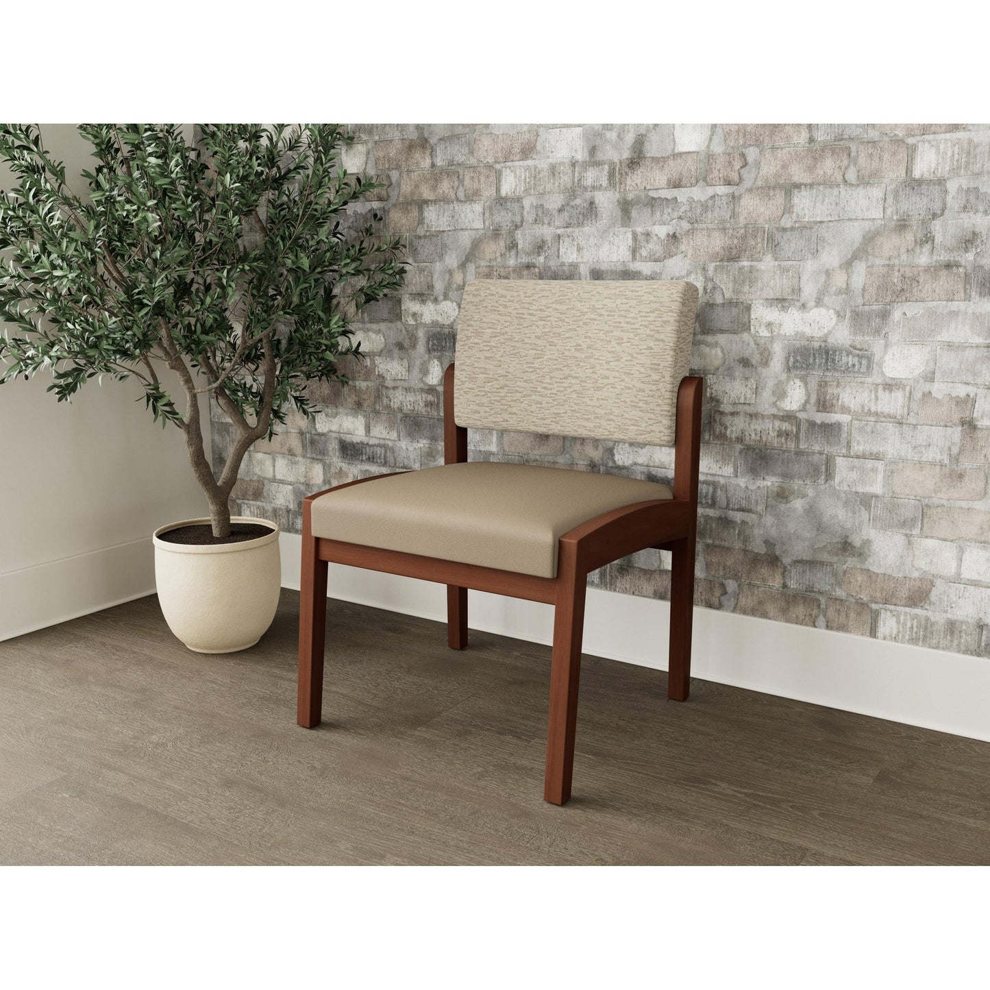 Lenox Wood Waiting Reception Armless Guest Chair Wood Frame