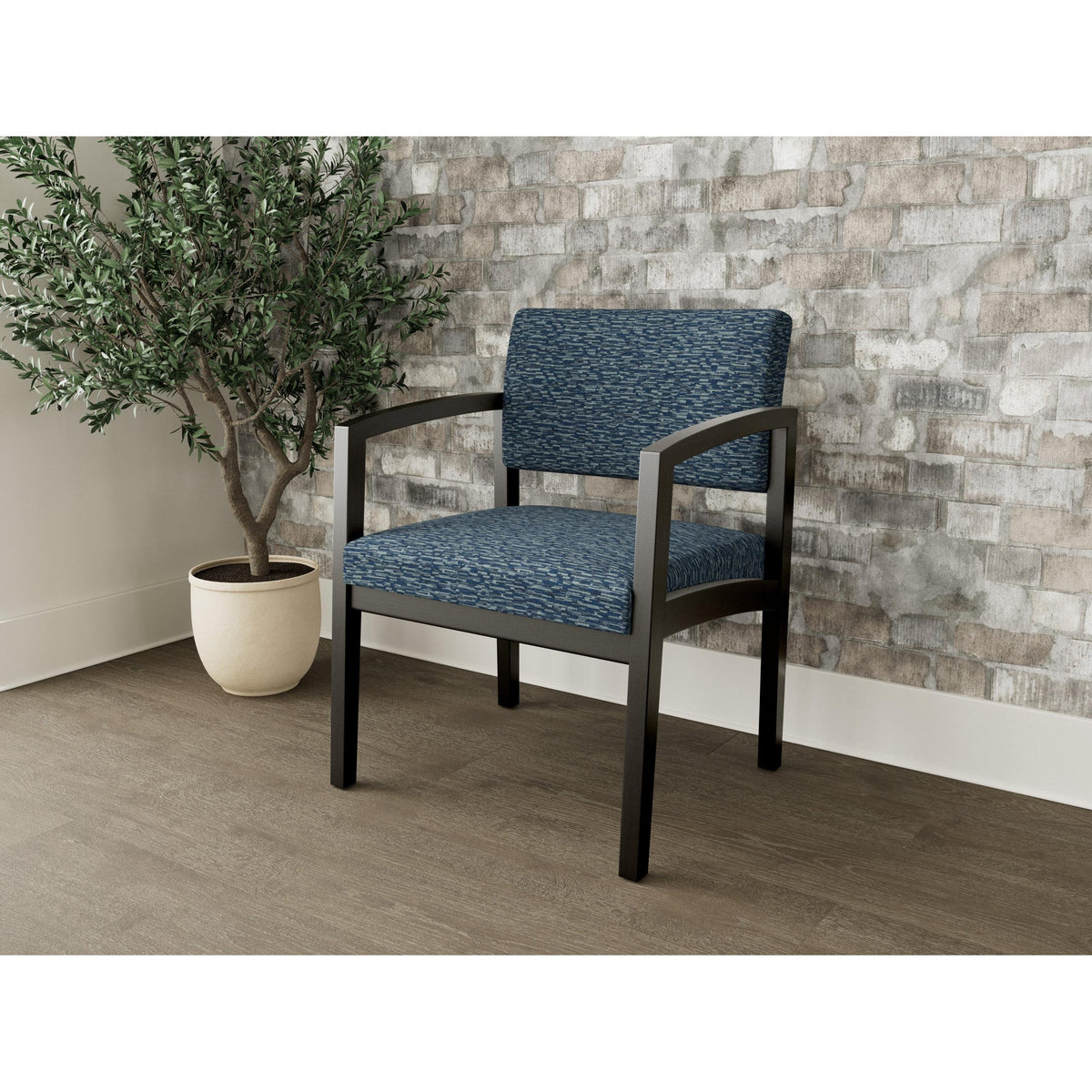 Lenox Wood Waiting Reception Wide Guest Chair Wood Frame