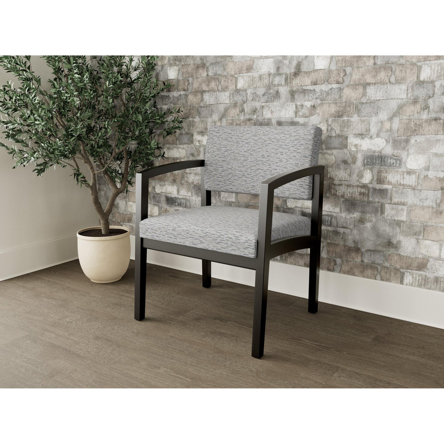 Lenox Wood Waiting Reception Wide Guest Chair Wood Frame