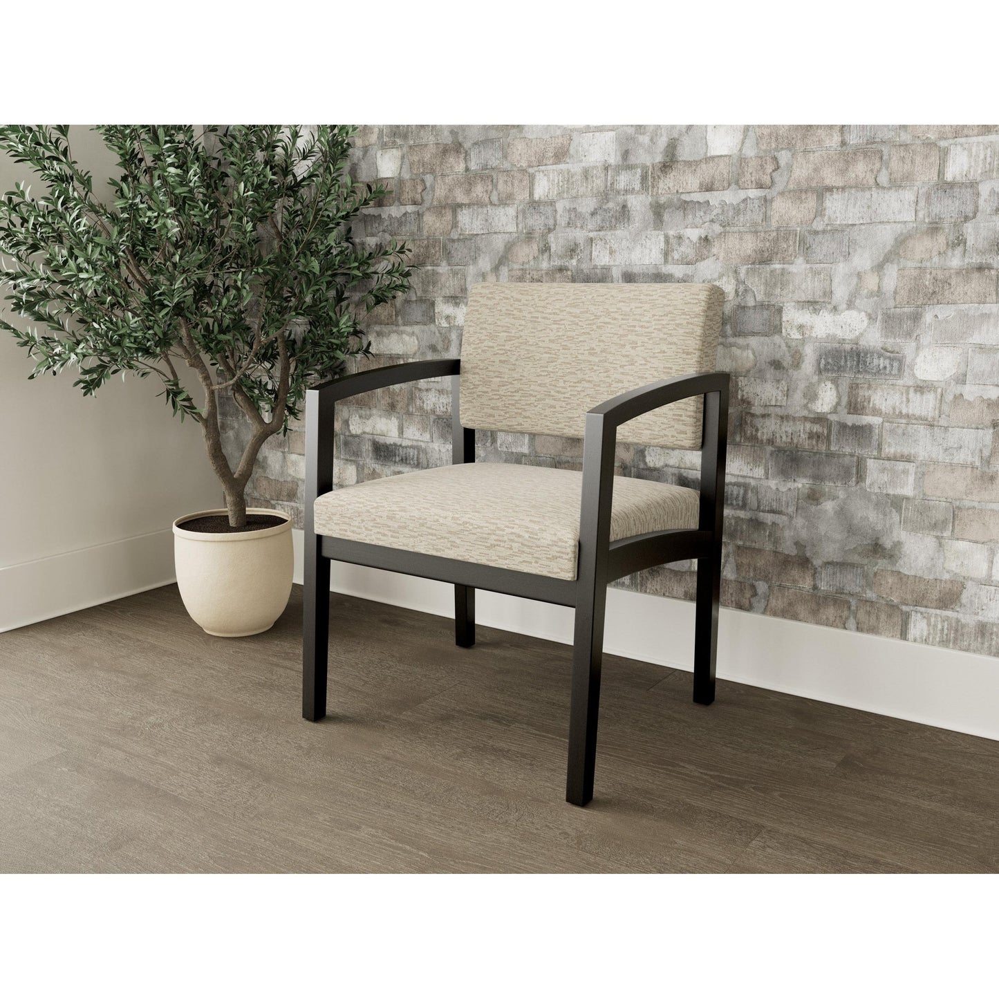 Lenox Wood Waiting Reception Wide Guest Chair Wood Frame