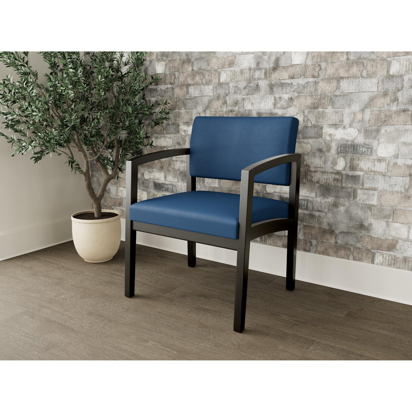 Lenox Wood Waiting Reception Wide Guest Chair Wood Frame