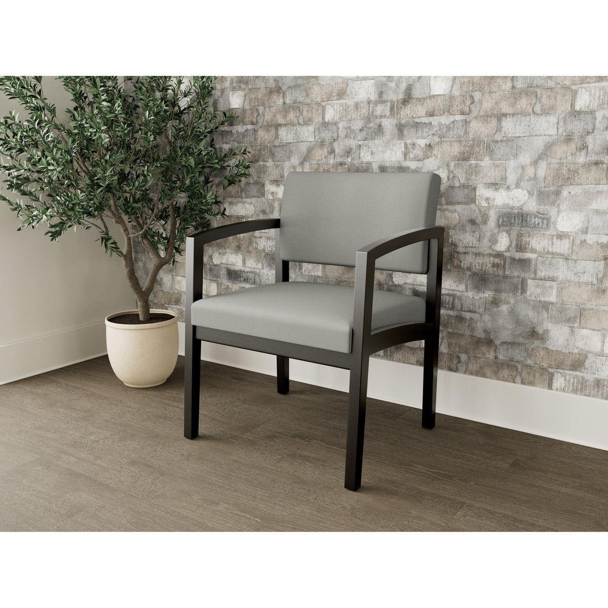Lenox Wood Waiting Reception Wide Guest Chair Wood Frame