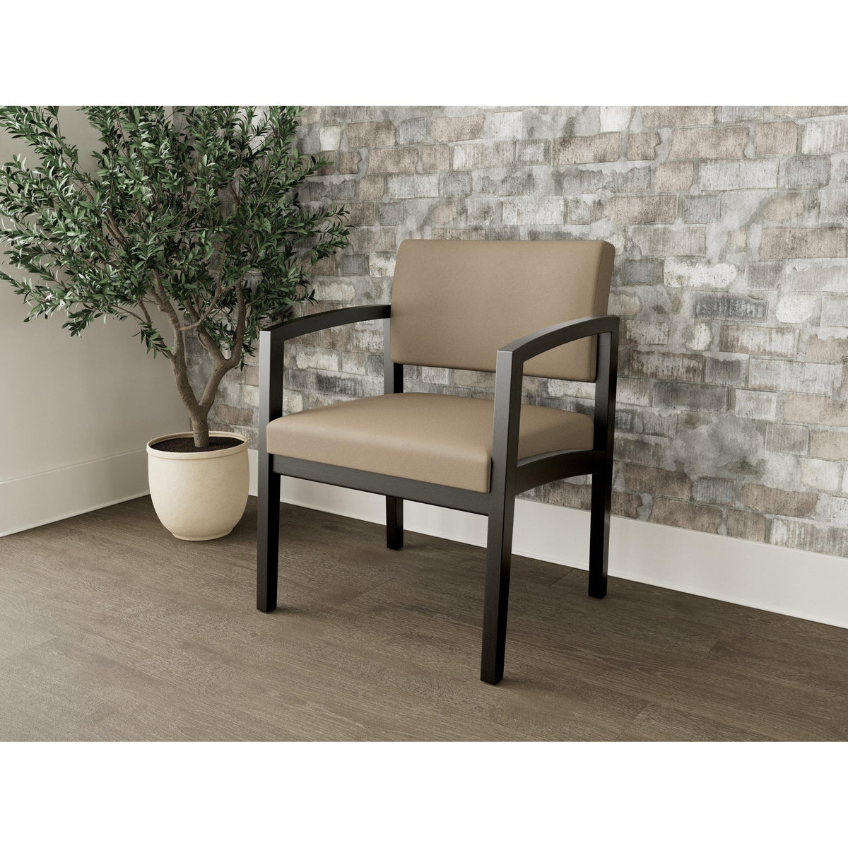 Lenox Wood Waiting Reception Wide Guest Chair Wood Frame