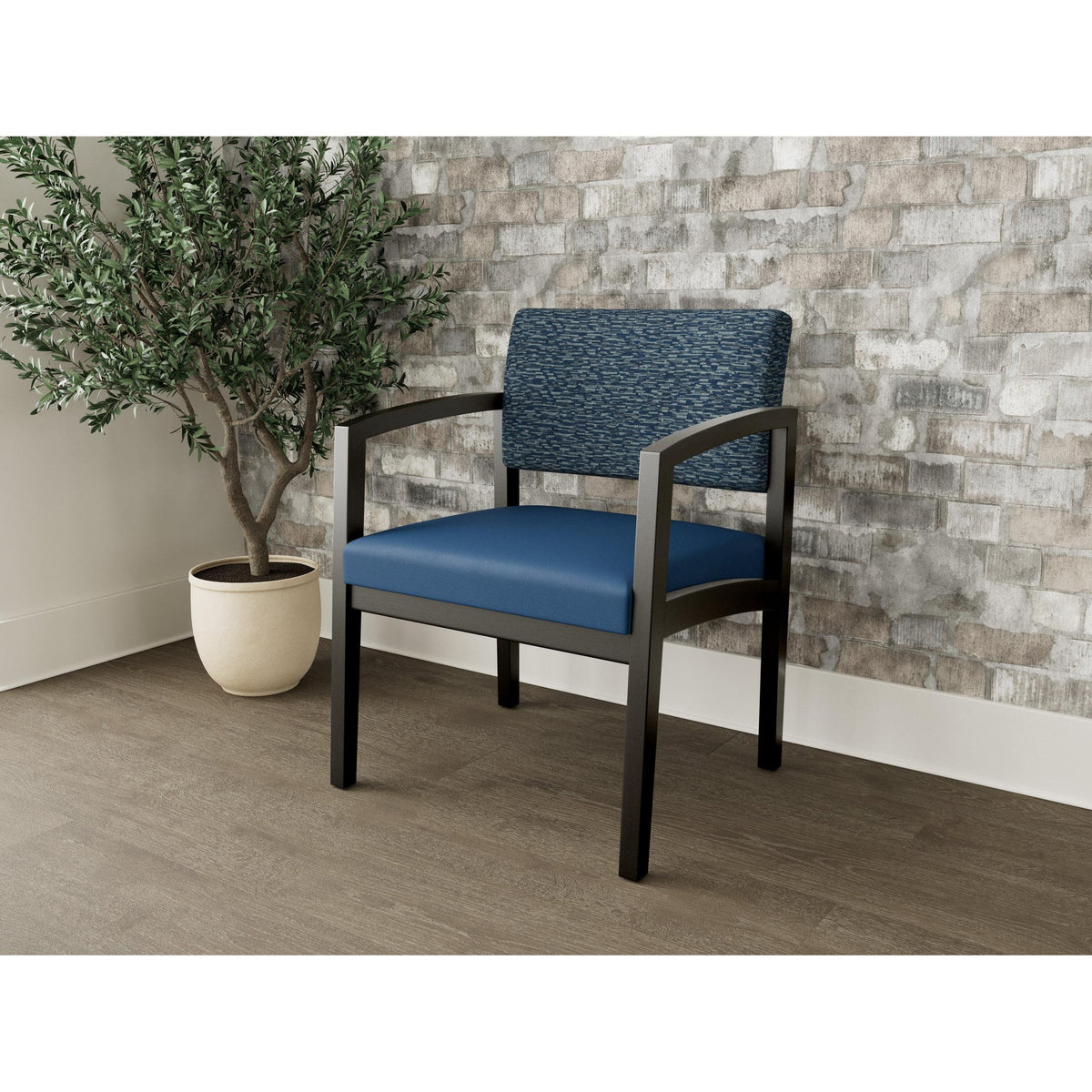 Lenox Wood Waiting Reception Wide Guest Chair Wood Frame